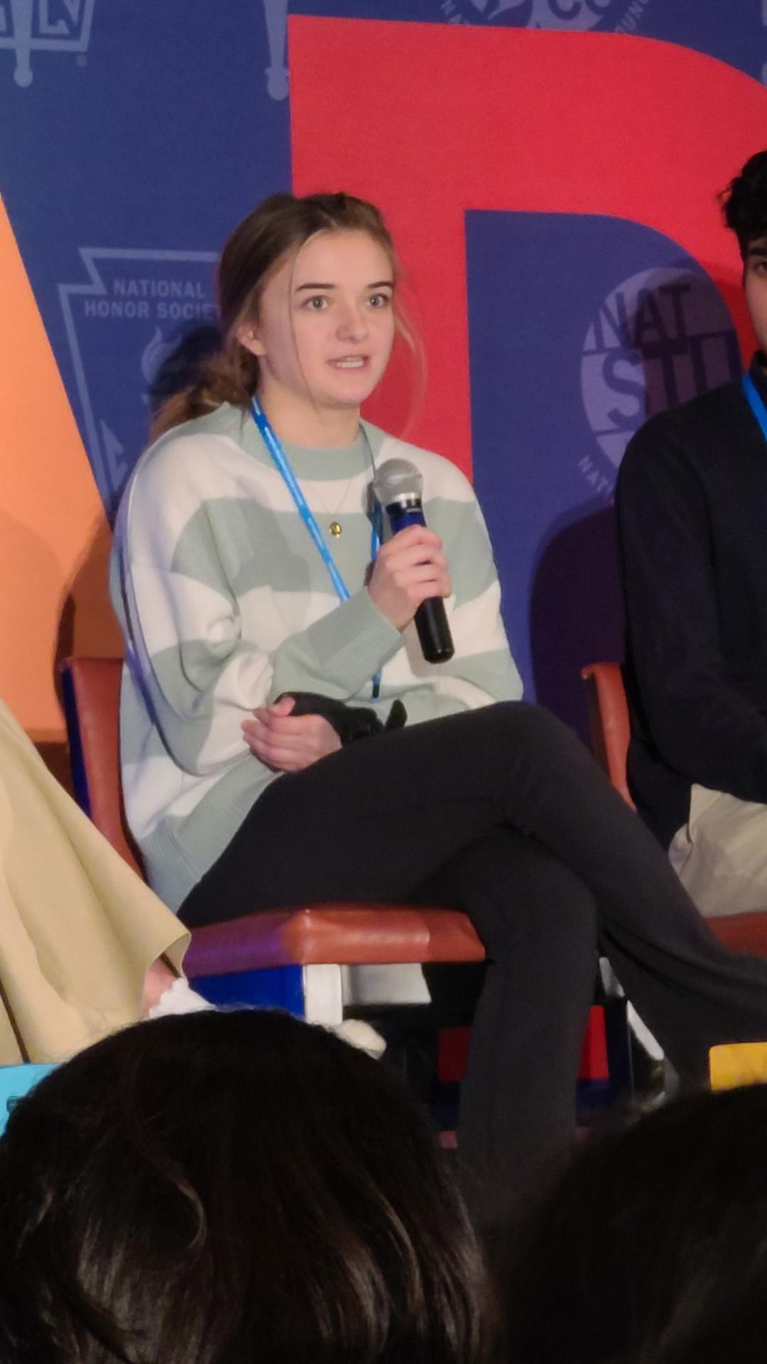 Madison Butters participates in a student panel at the LEAD conference. 