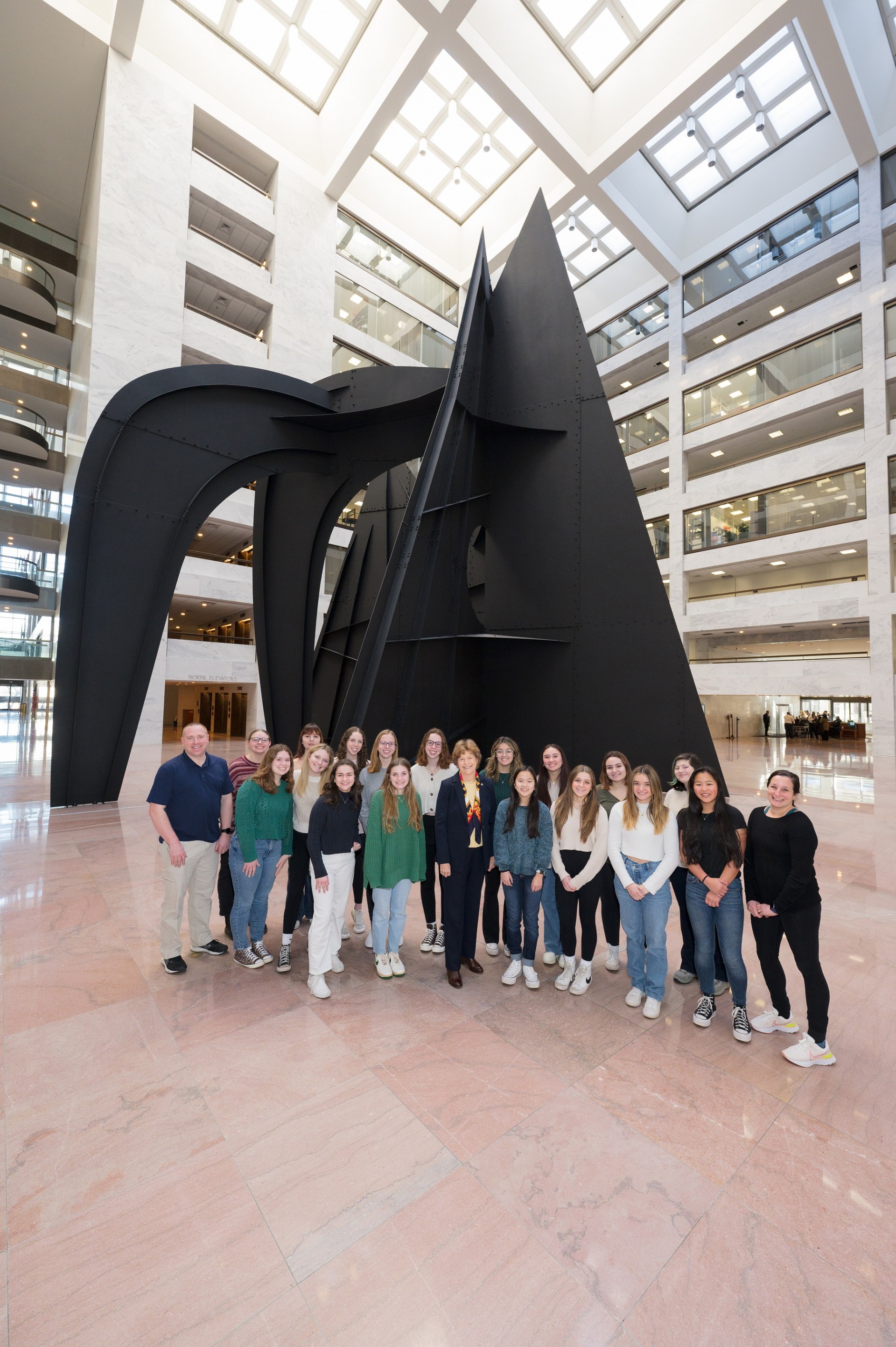 A group of students with Senator Jeanne Shaheen. 